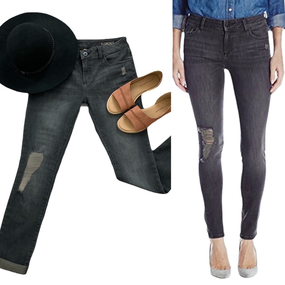 DL1961 Jeans Size 27 Florence Typhoon Distressed Black